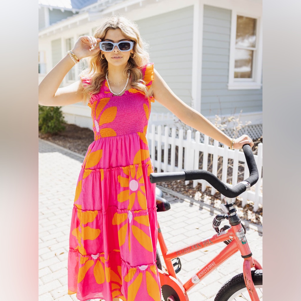 J. Marie The Maui Ruffle Strap Midi Dress Size L